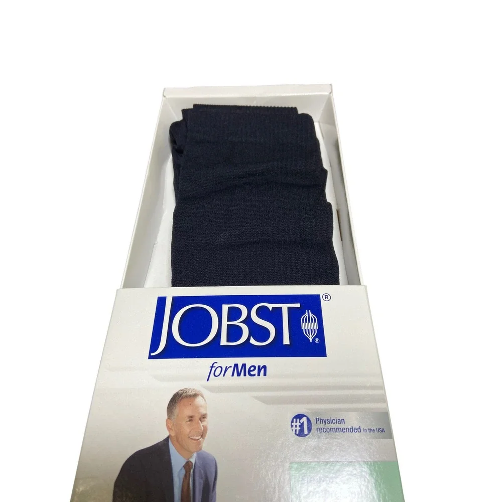 Jobst for Men Support Compression Socks‎ 8-15 mmHg Navy Blue Large 110338 Ribbed